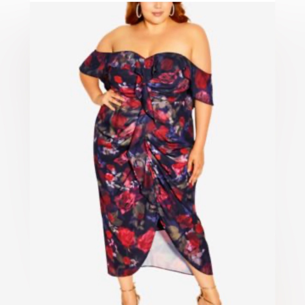 City Chic Floral Evening Dress